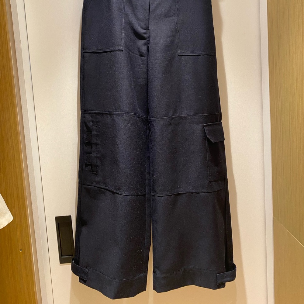 GANNI Wide Leg Cargo Pants, Dark Blue - Size 36 (US6) - Picture 6 of 11